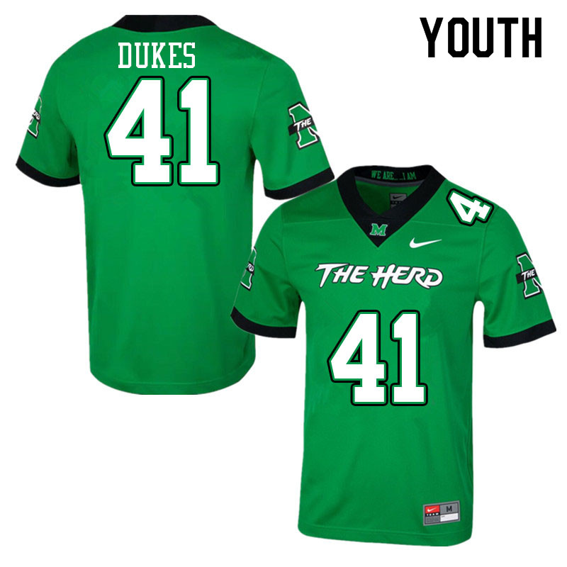 Youth #41 J.T. Dukes Marshall Thundering Herd College Football Jerseys Sale-Green